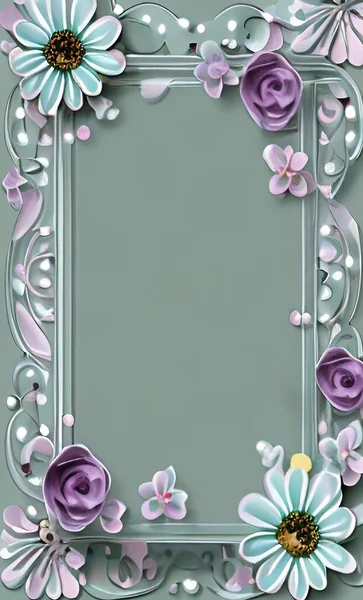 Floral Frame Background Pattern Pastel Colors — Stock Photo, Image