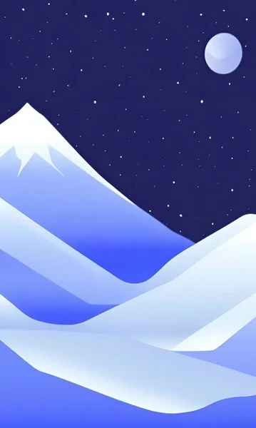 Verschneite Berge Nacht Und Winterlandschaft — Stockvektor