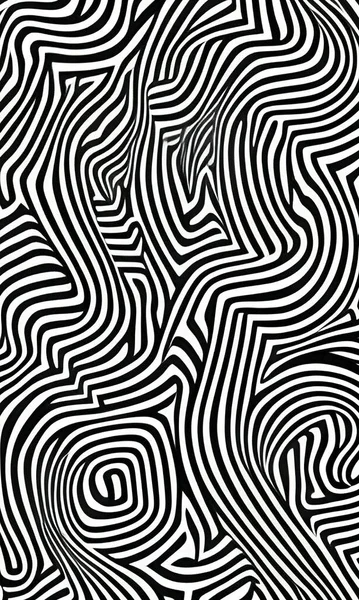 stock vector Spiral maze effect with black and white lines.