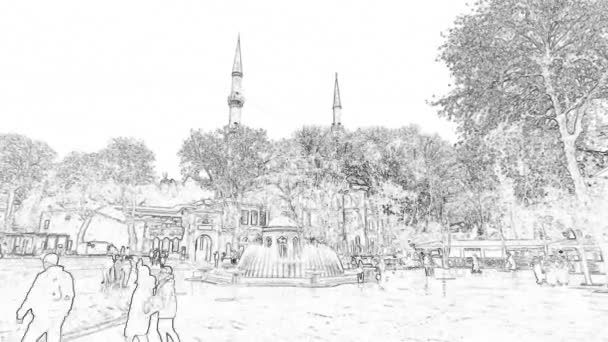 Aha Isztambul Törökország 2022 December Történelmi Eyp Szultán Sír Mecset — Stock videók