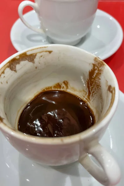 Traditional Turkish Coffee Drank Empty Dirty Coffee Cups — Zdjęcie stockowe