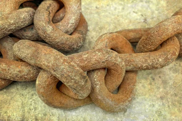 Close Rusty Iron Chain Gray Background Old Photo Effects — Photo