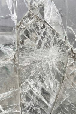 close-up broken glass of scrap car