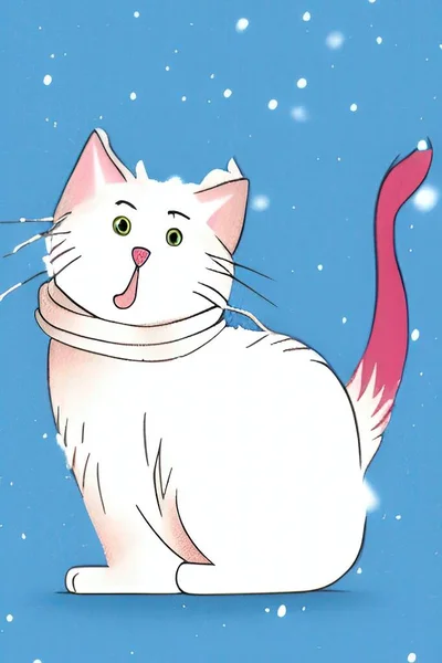 Snowfall Winter Our Lovely Friend Cats — Vetor de Stock
