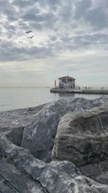 Moda,istanbul,Turkey-January 22,2023.General view from Moda pier in istanbul.One of the symbols of Kadkoy, the historical Moda Pier built 100 years ago by architect Vedat Tek.