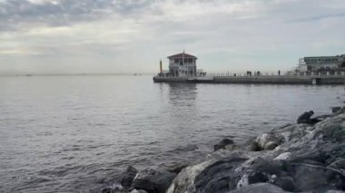Moda,istanbul,Turkey-January 22,2023.General view from Moda pier in istanbul.One of the symbols of Kadkoy, the historical Moda Pier built 100 years ago by architect Vedat Tek.
