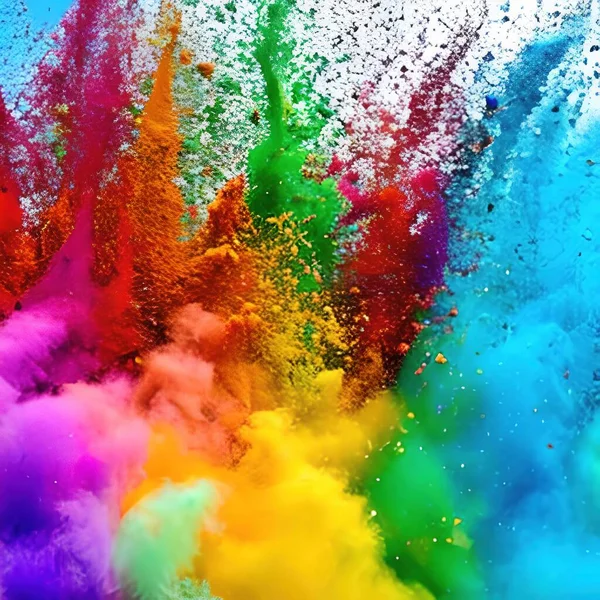 colorful powder paint explosion and splashes for background