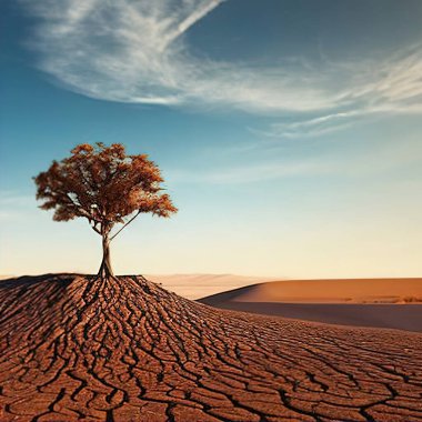global warming, drought, deserted nature and dried tree