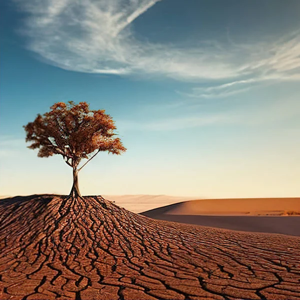 Global Warming Drought Deserted Nature Dried Tree — Vetor de Stock