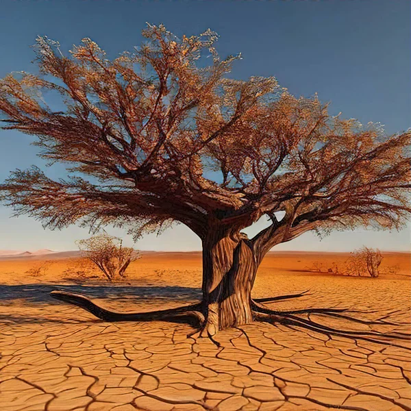 Global Warming Drought Deserted Nature Dried Tree — Stockvector