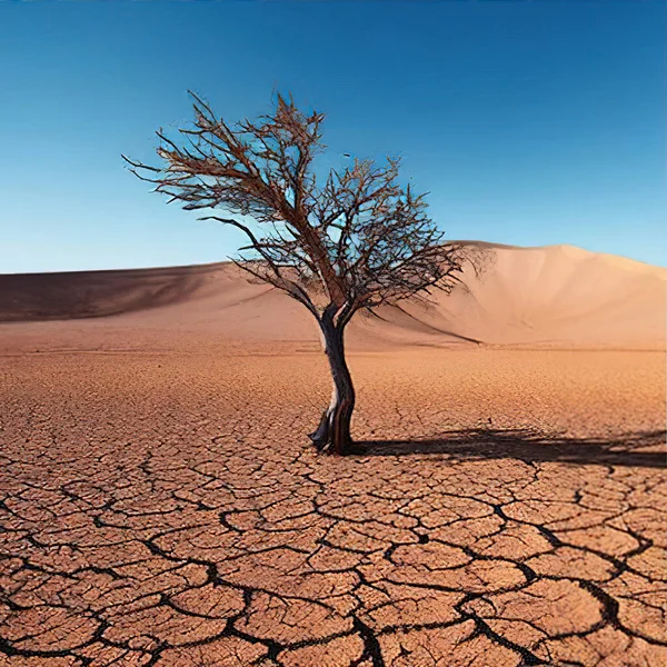 Global Warming Drought Deserted Nature Dried Tree — Vector de stock
