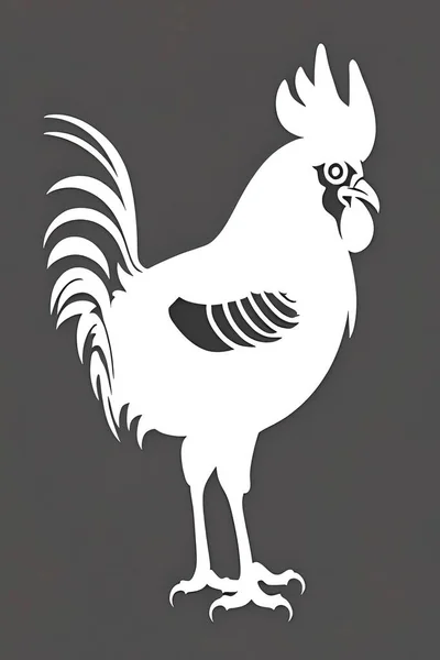 Farm Animal Drawing Rooster Chicken Silhouette — Vetor de Stock