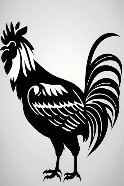Farm Animal Drawing Rooster Chicken Silhouette — Stock Vector