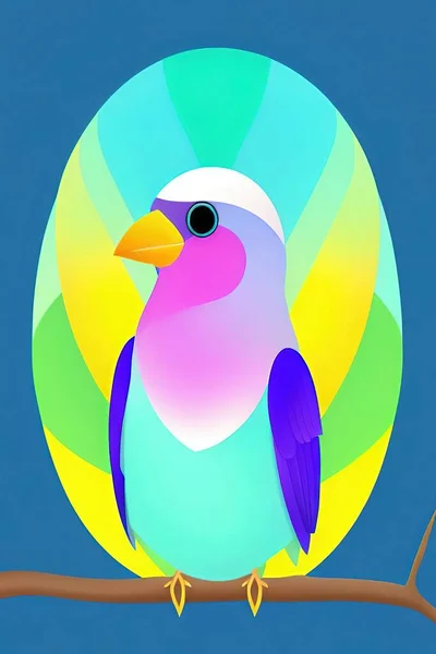 Pastel color and colorful bird illustration in nature