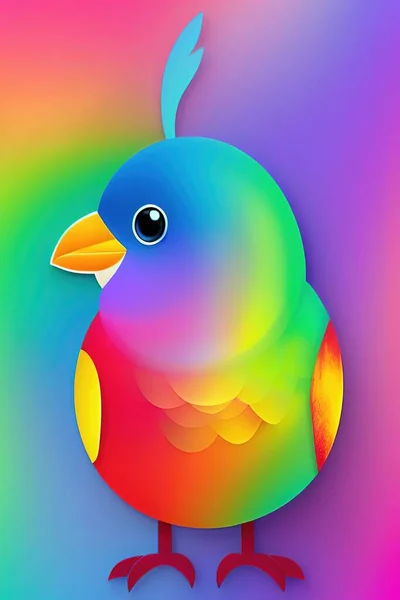 Pastel color and colorful bird illustration in nature