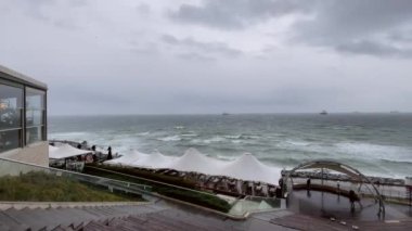 Istanbul, Turkey. February 4, 2023. The view of the Marmara Sea from the Florya coast in winter and with southerly winds in istanbul