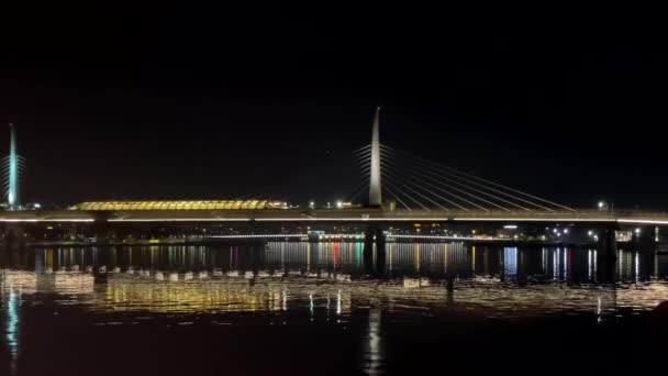 Istanbul Turkey February 2023 Halic Metro Bridge Golden Horn View — Stock Video