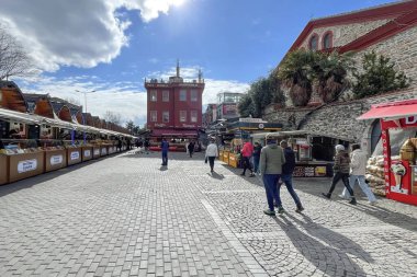 istanbul,Turkey.February 11,2023. Istanbul's historical and touristic square, Ortakoy square view.