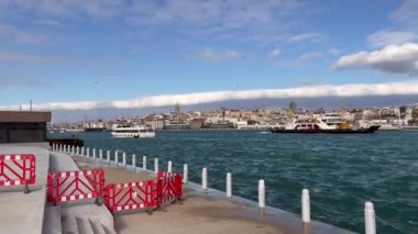 istanbul,Turkey.February 11,2023. Spectacular Istanbul and Bosphorus views from Sarayburnu public park in winter.