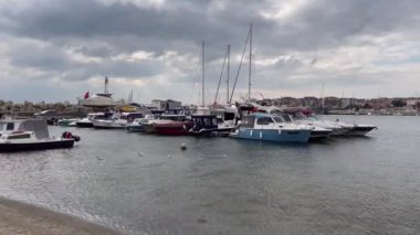 Yesilkoy,istanbul,Turkey.February 11,2023.Marmara sea view from Yesilkoy beach, the summer resort town and suburb of Istanbul, in winter season.