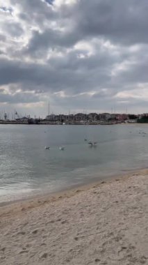 Yesilkoy,istanbul,Turkey.February 11,2023.Marmara sea view from Yesilkoy beach, the summer resort town and suburb of Istanbul, in winter season.
