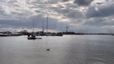 Yesilkoy,istanbul,Turkey.February 11,2023.Marmara sea view from Yesilkoy beach, the summer resort town and suburb of Istanbul, in winter season.