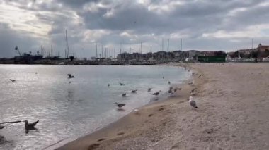 Yesilkoy,istanbul,Turkey.February 11,2023.Marmara sea view from Yesilkoy beach, the summer resort town and suburb of Istanbul, in winter season.