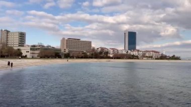 Yesilkoy,istanbul,Turkey.February 11,2023.Marmara sea view from Yesilkoy beach, the summer resort town and suburb of Istanbul, in winter season.