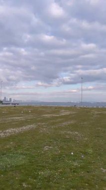 Yesilkoy,istanbul,Turkey.February 11,2023.Marmara sea view from Yesilkoy beach, the summer resort town and suburb of Istanbul, in winter season.