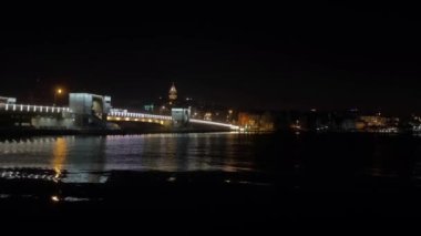 istanbul,Turkey.February 17,2023. Historical Istanbul view, Galata Bridge and Bosphorus from Eminonu beach in the early morning and winter.
