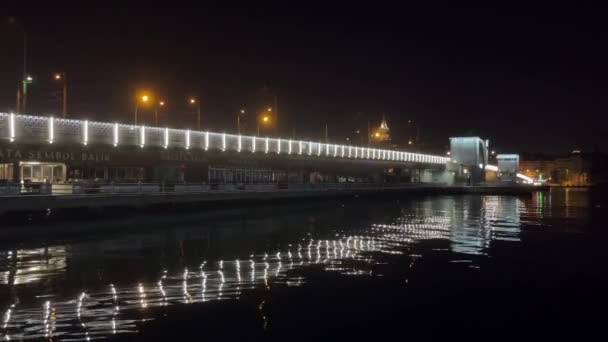 Istanbul Τουρκία 2023 Φεβρουαρίου Ιστορική Άποψη Της Κωνσταντινούπολης Γέφυρα Γαλατά — Αρχείο Βίντεο