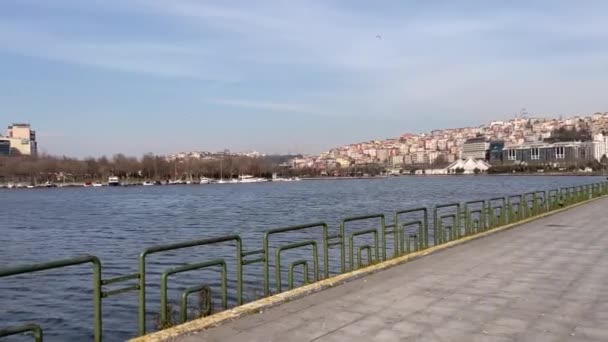 Halic Istanbul Turkey February 2023 Golden Horn Major Urban Waterway — 图库视频影像
