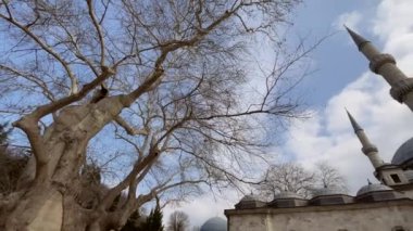 istanbul,Turkey. Februar 18,2023.Historical Eyup Sultan Mosque is located in Eyup district of Istanbul, outside the city walls and near the Golden Horn. Exterior view of Eyup Sultan Mosque, one of the important symbols of Islam.