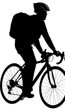 Silhouette of a cyclist on a background. 