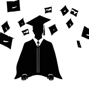 Illustration of a graduation student with cap and gown 