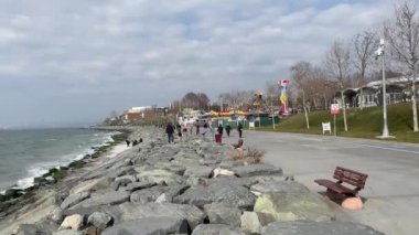 Florya,istanbul,Turkey. February 25,2023. Istanbul municipality's Florya social facilities and public park green areas on the shore of the Sea of Marmara in istanbul.