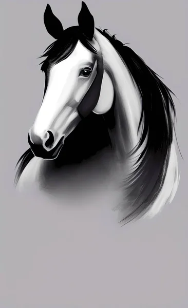 Illustration of a horse head silhouette on background.