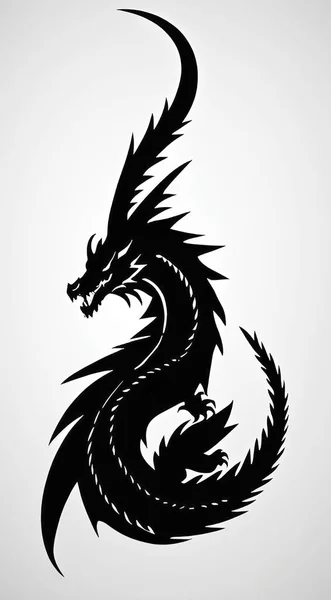 Tatouage Dragon Noir Sur Fond Blanc Illustration Vectorielle Pour Votre — Image vectorielle