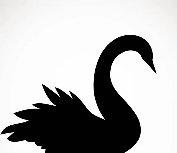 Silhouette Noire Blanche Cygne Sur Fond Blanc — Image vectorielle