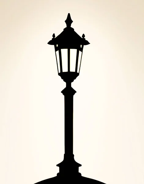 Темноте Шиннинг Ламп Пост Черно Белая Векторная Иллюстрация — стоковый вектор