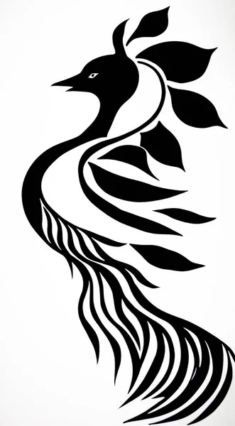 Belleza Simplicidad Pájaro Blanco Negro Vector Ilustración — Vector de stock