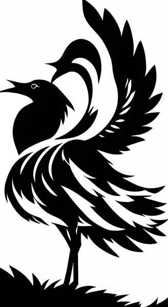 Красота Простоте Векторная Иллюстрация Чёрной Белой Птиц — стоковый вектор