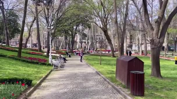 Парк Гулхане Исторический Парк Расположенный Районе Эминону Стамбульского Района Фатих — стоковое видео