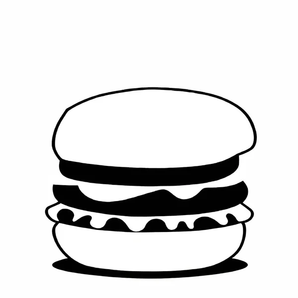 汉堡包快餐图标图像矢量设计黑白相间 — 图库矢量图片