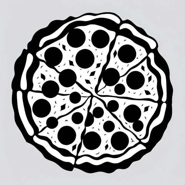 Pyszna Pizza Gotowa Spożycia Widok Góry Ilustracja Wektora — Wektor stockowy