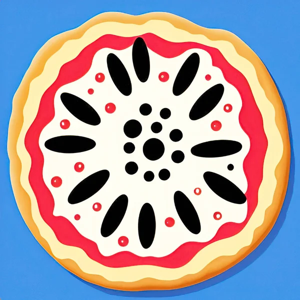 Lezat Siap Makan Pizza Pemandangan Atas Ilustrasi Vektor - Stok Vektor