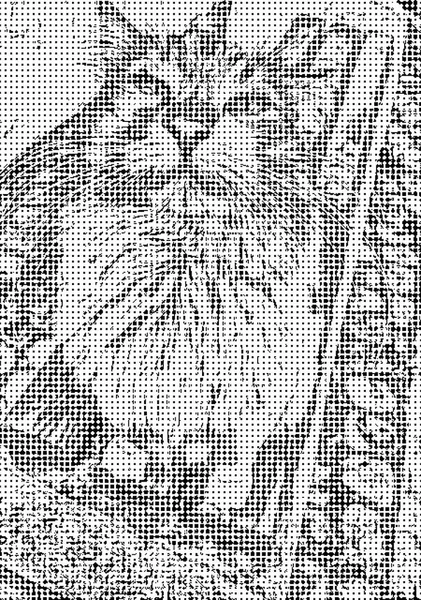 Imagen Vectorial Cabeza Gato Medio Tono Style Pixel Arte — Vector de stock