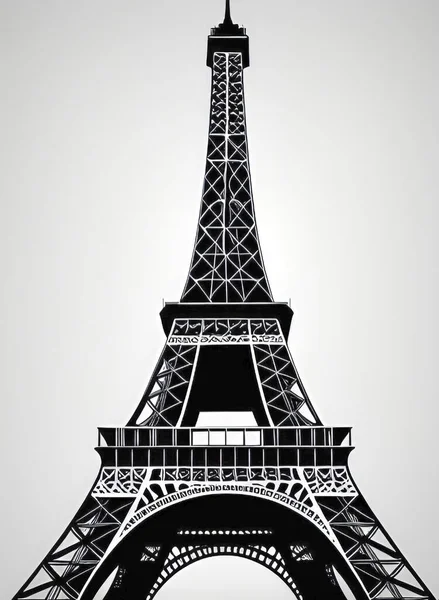 Tour Eiffel Paris France Illustration Noir Blanc — Image vectorielle