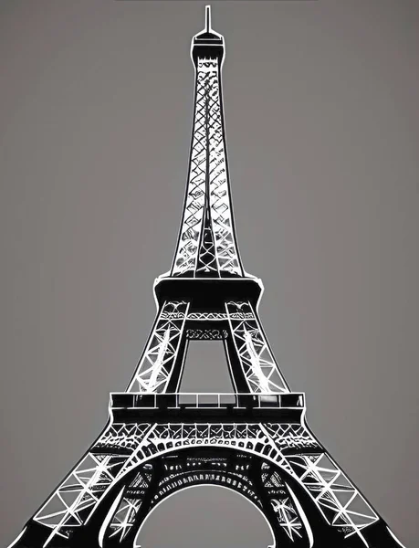 Eiffel Torony Párizsban Franciaországban Fekete Fehér Illusztráció — Stock Vector