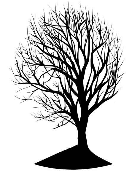 Svart Siluett Ett Träd Vit Bakgrund Vektorillustration — Stock vektor
